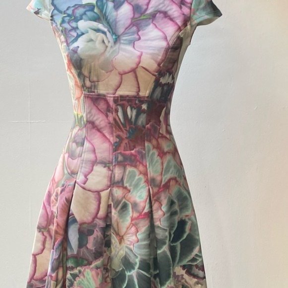 Ted Baker Pastel Succulent Mini Skater Dress 0 - Picture 6 of 16